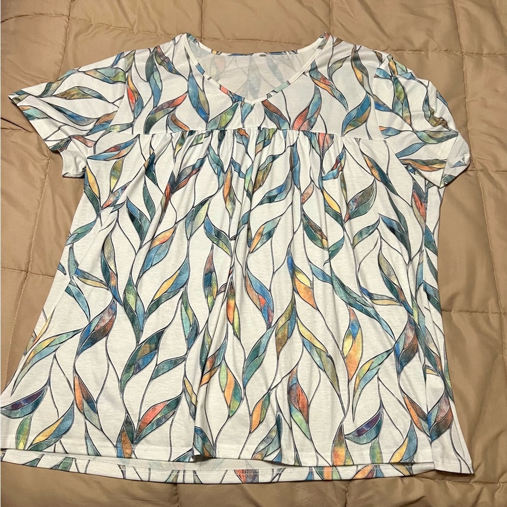 Amazon Multicolor Leaf Print Women's Top